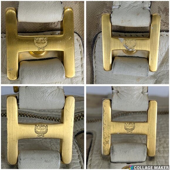 MCM Munchen Visetos Coated Canvas Bowler Monogram Beige Top Handle Charm BAG - Picture 9 of 16